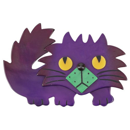 Purple and Green Rocky Cat Brooch