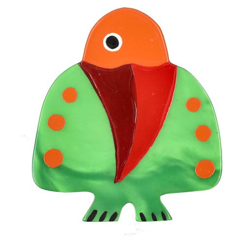 Green and Orange Roitelet Bird Brooch