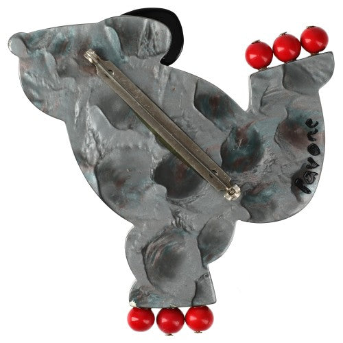 Agate Grey Roller Bear Brooch (right) back side