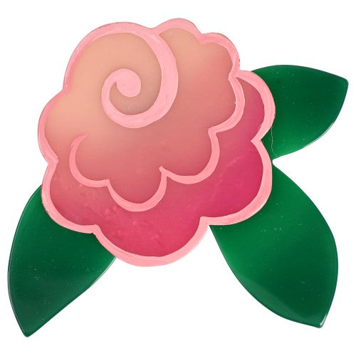 Pink Retro Rose Flower Brooch