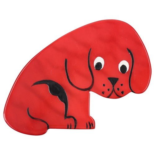 Round Red Dog Brooch (face) - Galalith – Vintage Jewelry - handcrafted by Pavone by Pavone