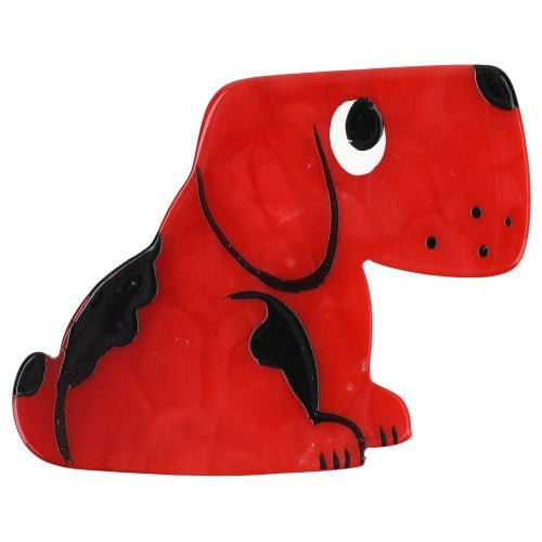Round Red Dog Brooch (Profil) - Galalith – Vintage Jewelry - handcrafted by Pavone by Pavone