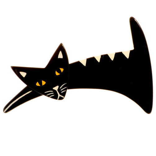 Black Cunning Cat Brooch
