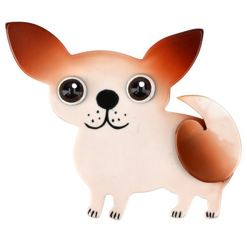 Beige and Ginger Sandy Welsh Corgi Dog Brooch (left) - Galalith – Vintage Jewelry - handcrafted by Pavone by Pavone