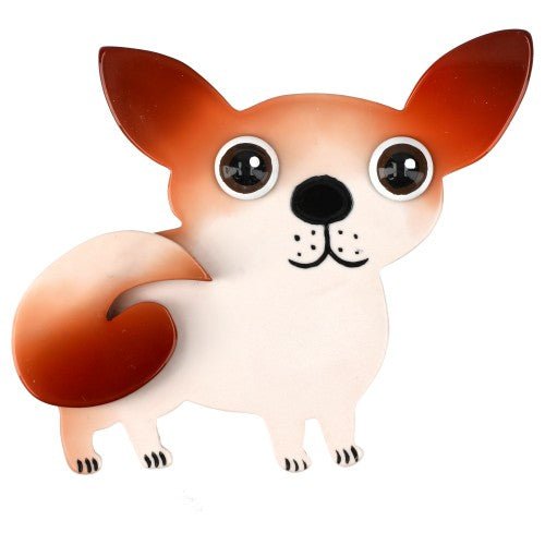 Beige and Ginger Sandy Welsh Corgi Dog Brooch (right) - Galalith – Vintage Jewelry - handcrafted by Pavone by Pavone