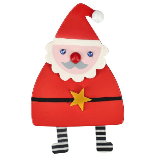 Red with Striped Boots Santa Claus Brooch 