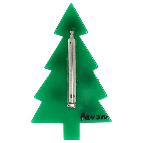 Green Stars Christmas Tree Brooch Bak Side