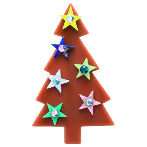 Caramel Brown Stars Christmas Tree Brooch