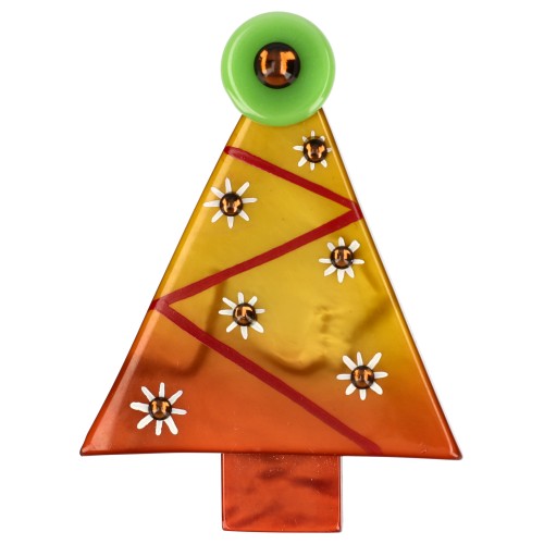 Yellow Ocher Snowflake Christmas Tree Brooch
