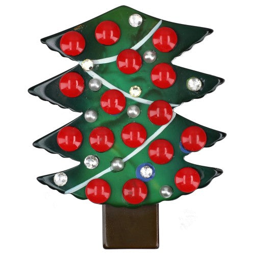 Green and Red Ghirlande Christmas Tree Brooch 