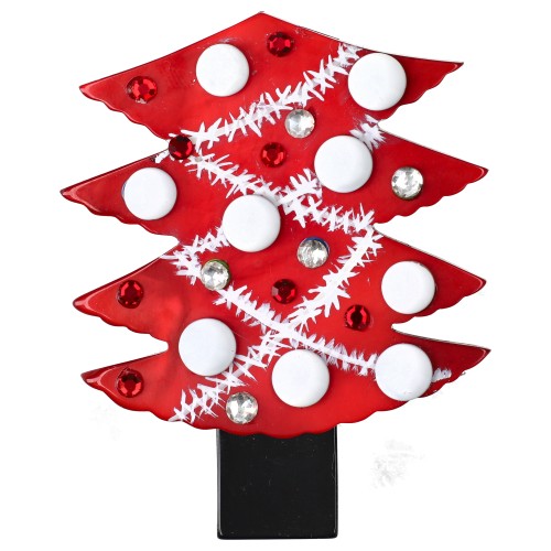 Red and White Ghirlande Christmas Tree Brooch 