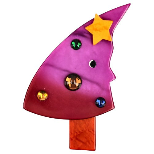 cyclamen Face Christmas Tree Brooch 