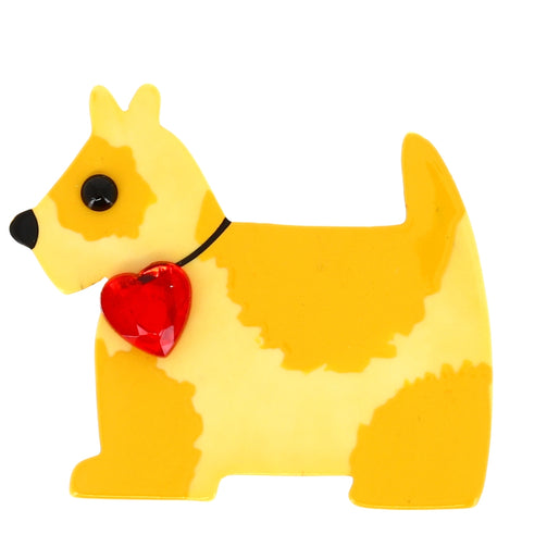 Yellow Savoy Dog Brooch