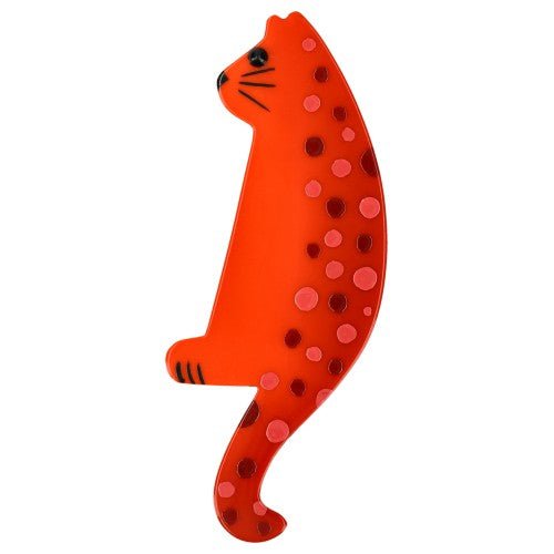 Scarlet Red Guilou Cat Brooch - Galalith – Vintage Jewelry - handcrafted by Pavone by Pavone