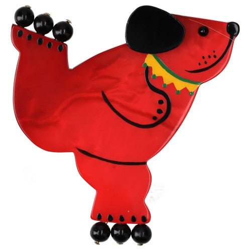 Scarlet Red Roller Bear Brooch - Galalith – Vintage Jewelry - handcrafted by Pavone by Pavone