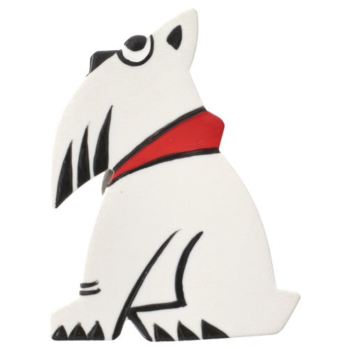 White and Red Scotti Dog Brooch