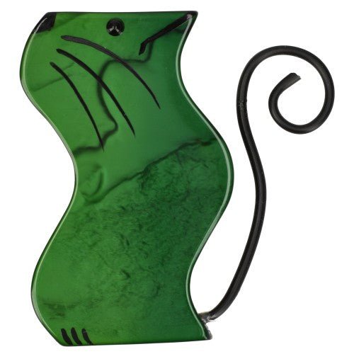 Malachite Green Wavy Scoubidou Cat Brooch - Galalith – Vintage Jewelry - handcrafted by Pavone by Pavone