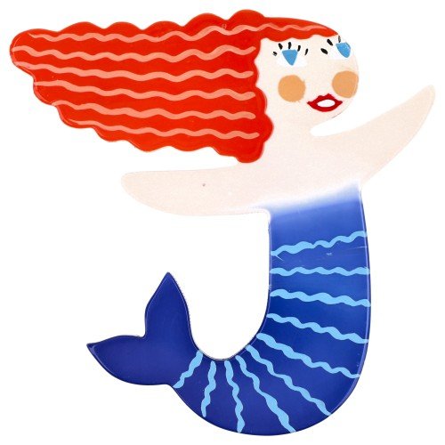 Sea Mermaid Brooch with a Blue Tail (right) - Galalith – Vintage Jewelry - handcrafted by Pavone by Pavone