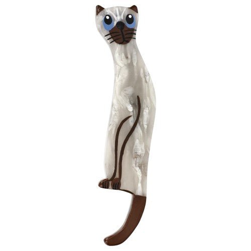 Siamese Beige Spaghetto Cat Brooch (mini brooch) - Galalith – Vintage Jewelry - handcrafted by Pavone by Pavone