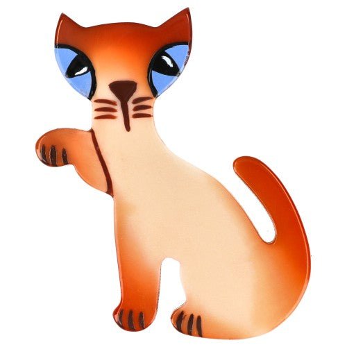 Siamese Calinou Cat Brooch (Mini Brooch) - Galalith – Vintage Jewelry - handcrafted by Pavone by Pavone