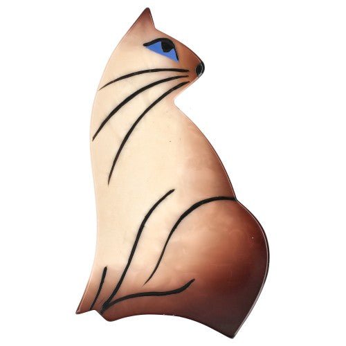 Siamese Chat Chic Cat Brooch (Large one) - Galalith – Vintage Jewelry - handcrafted by Pavone by Pavone