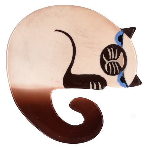 Siamese Laskar Cat Brooch (right) - Galalith – Vintage Jewelry - handcrafted by Pavone by Pavone