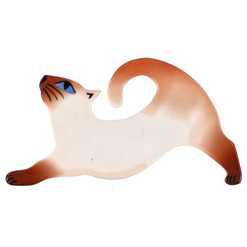 Siamese Stretched Cat Brooch - Galalith – Vintage Jewelry - handcrafted by Pavone by Pavone