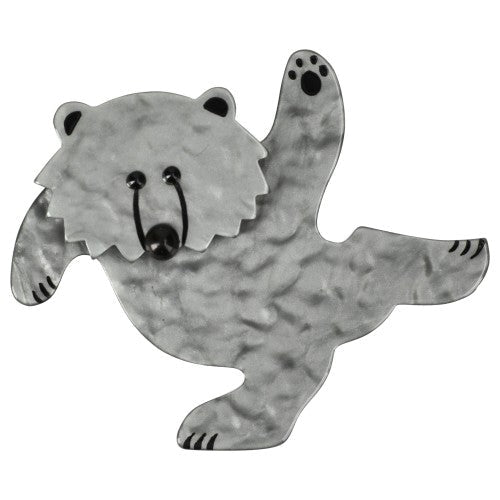 Silver Grey Dancing Bear Brooch - Galalith – Vintage Jewelry - handcrafted by Pavone by Pavone