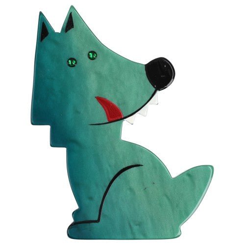 Silvery Green Werewolf Brooch (large size) - Galalith – Vintage Jewelry - handcrafted by Pavone by Pavone