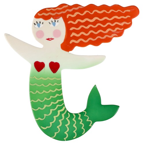 Mermaid Broochwith a Green Tail
