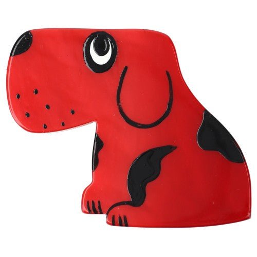 Round Red Dog Brooch (Profil) - Galalith – Vintage Jewelry - handcrafted by Pavone by Pavone