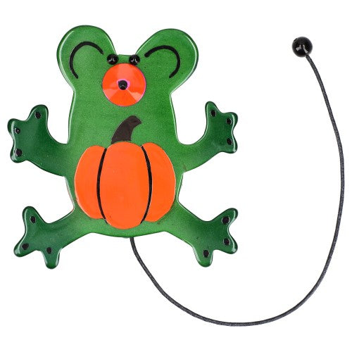 Green Ratatino Mouse Brooch with Orange Pumpkin 