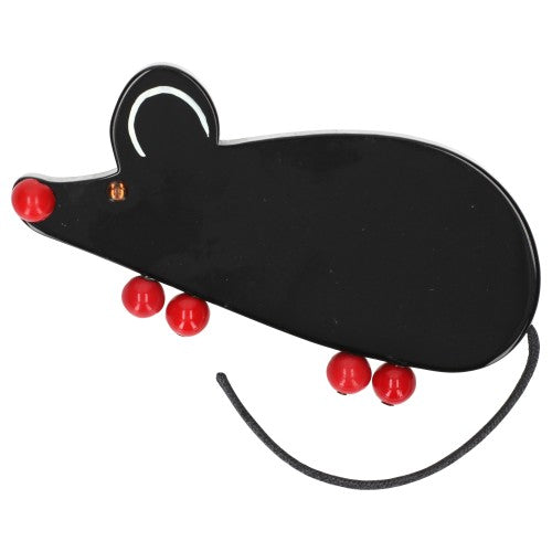 Black with Red Feet Ratatoc Mouse Brooch 