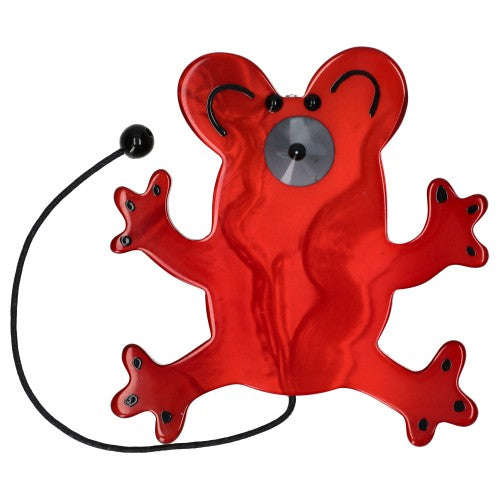 Red Ratatina Mouse Brooch with Grey Nose