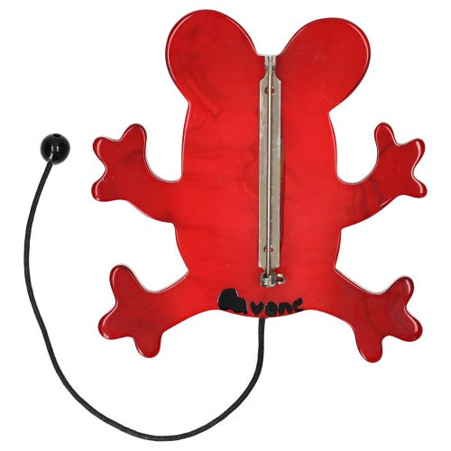 Red Ratatina Mouse Brooch with Grey Nose back side