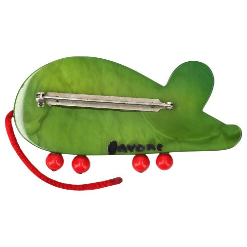Green Red Feet Ratatoc Mouse Brooch  back Side