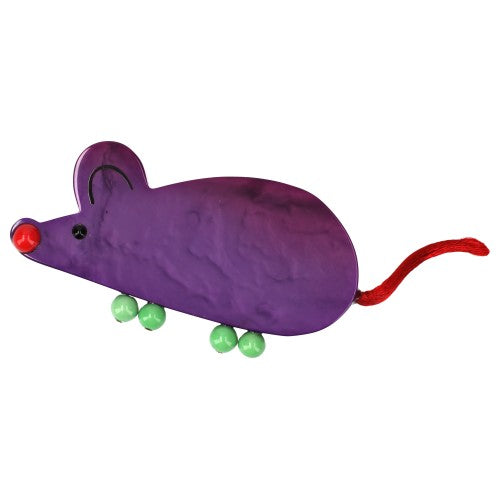 Purple and Green red feet Ratatoc Mouse Brooch