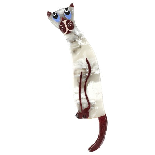 Siamese Beige Spaghetto Cat Brooch (mini brooch) (creme)
