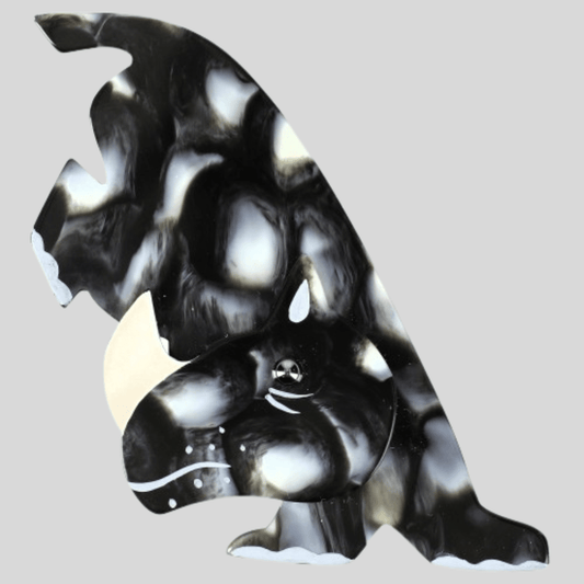 Speckled Grey Ringo Rhino Brooch - Galalith – Vintage Jewelry - handcrafted by Pavone by Pavone