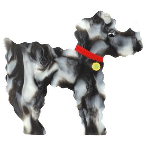 Spotted Gray Kaoba Poodle Dog Brooch - Galalith – Vintage Jewelry - handcrafted by Pavone by Pavone