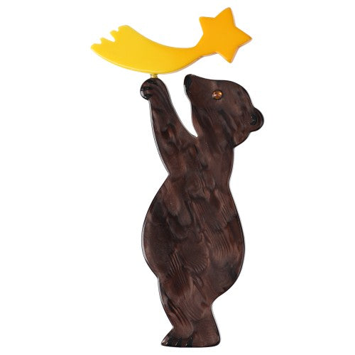 Brown and Yellow Star Bear Brooch