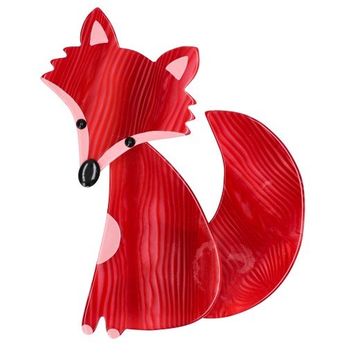 Striped Red and Pink Ladyfox Fox Brooch - Galalith – Vintage Jewelry - handcrafted by Pavone by Pavone