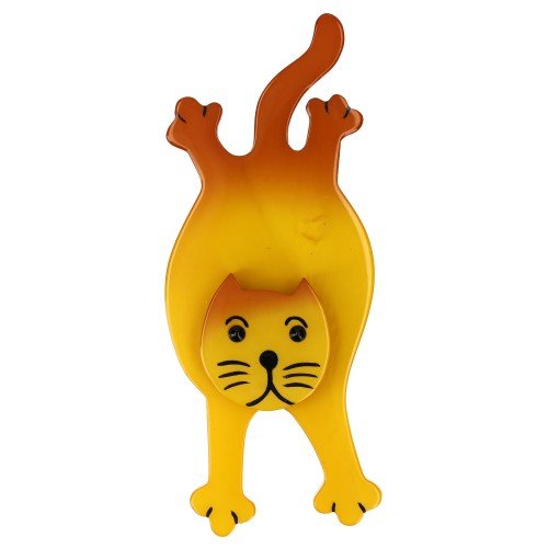 Sun Yellow Serpolet Cat Brooch - Galalith – Vintage Jewelry - handcrafted by Pavone by Pavone