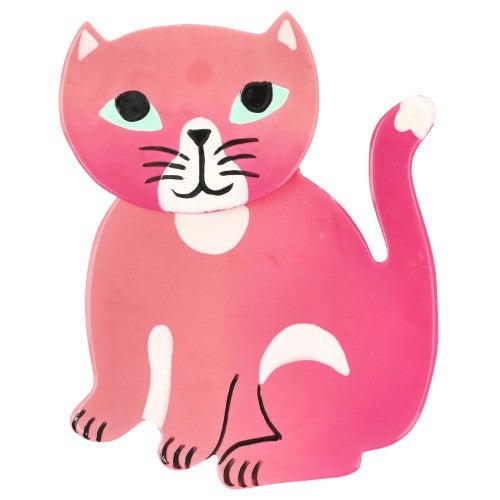 Taffy Pink Gandou Cat Brooch (small size) - Galalith – Vintage Jewelry - handcrafted by Pavone by Pavone