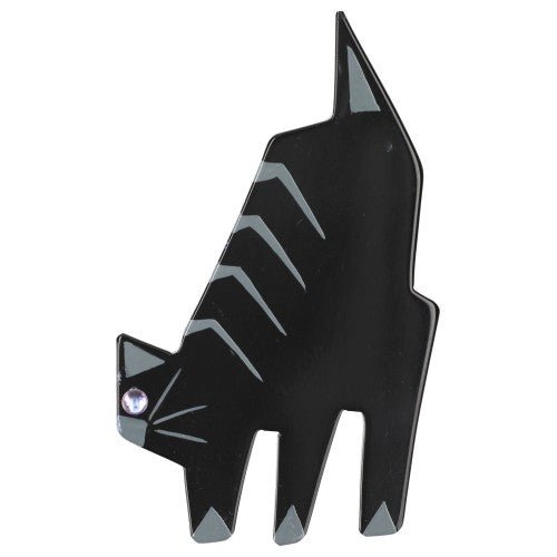 Black and Grey Tango Cat Brooch - Galalith – Vintage Jewelry - handcrafted by Pavone by Pavone