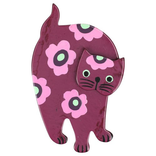 Cyclamen Pink Marimekko Titus Cat Brooch