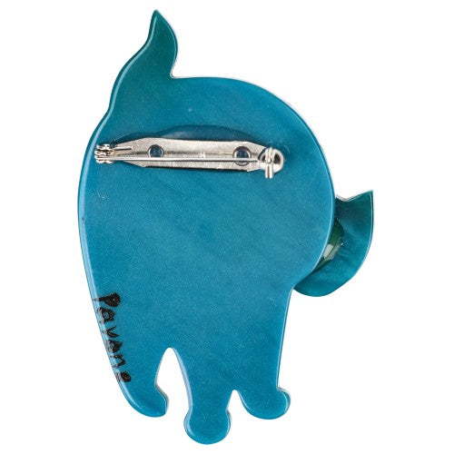 Ocean Blue Marimekko Titus Cat Brooch back side