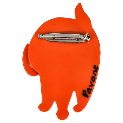 Scarlet Red Marimekko Titus Cat Brooch (right)  back side