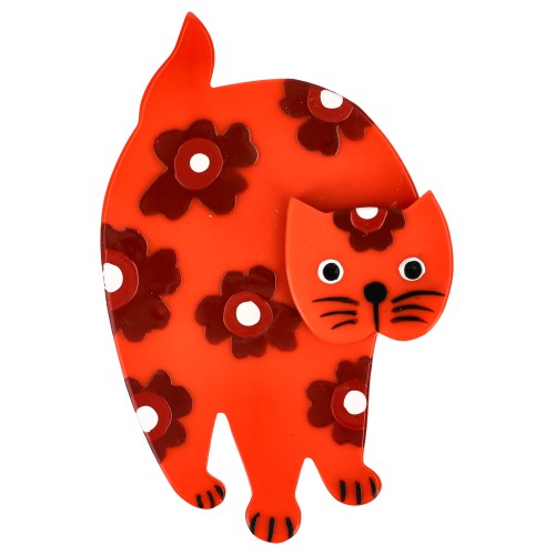 Scarlet Red Marimekko Titus Cat Brooch (right) 