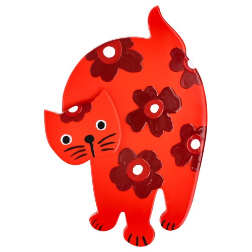 Scarlet Red Marimekko Titus Cat Brooch (left)